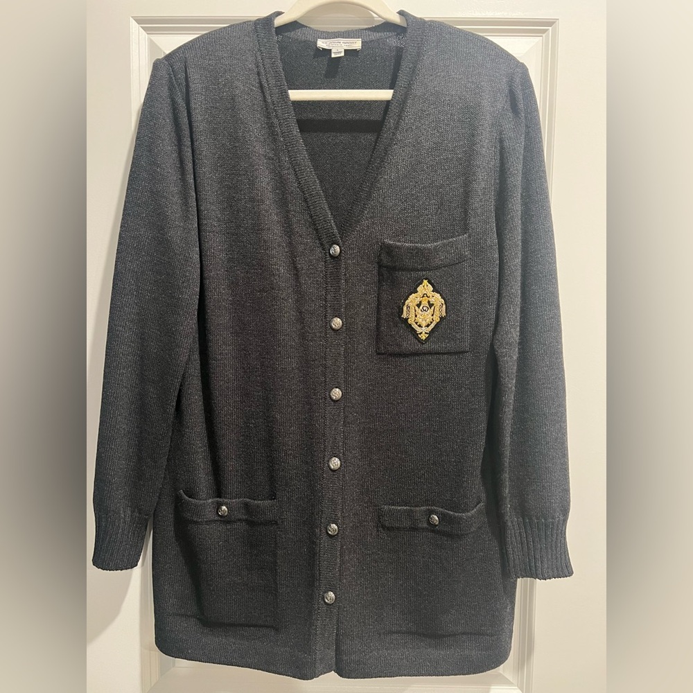 St. John Sport by Marie Gray Dark Gray Cardigan Sweater